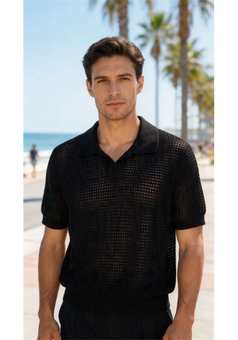 Polo in maglia traforata Tagliatore nera in cotone TAGLIATORE | Polo | FINLAY PWE26-022111